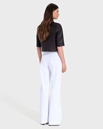 Chemise Celina Chemise courte en cuir chocolat ZAPA