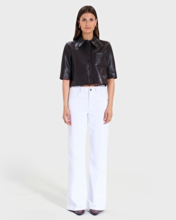 Chemise Celina Chemise courte en cuir chocolat ZAPA
