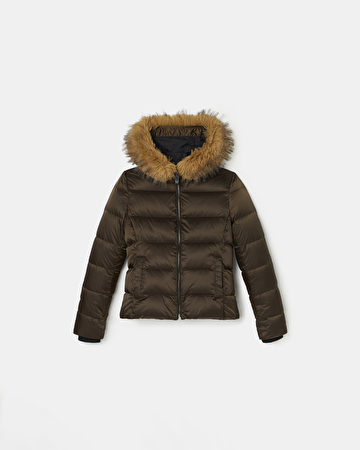 Doudoune Dalyf Doudoune courte avec fausse fourrure chocolat ZAPA