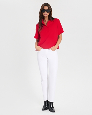 Top Tendresse Top chemise fluide rouge ZAPA
