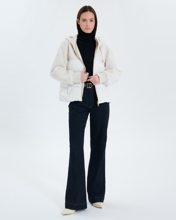Manteau Mey Manteau court bi-matière écru ZAPA