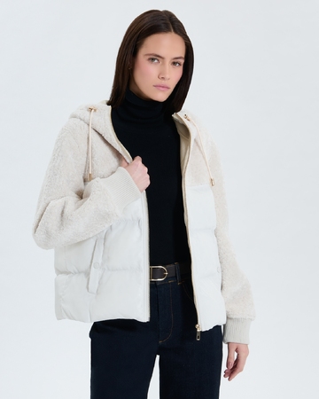 Manteau Mey Manteau court bi-matière écru ZAPA