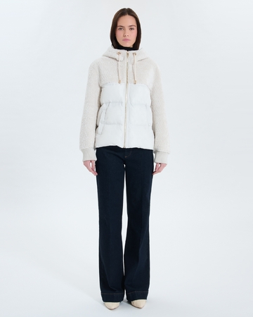 Manteau Mey Manteau court bi-matière écru ZAPA
