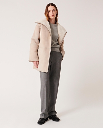Manteau Maya Manteau en peau lain&eacute;e &eacute;cru ZAPA