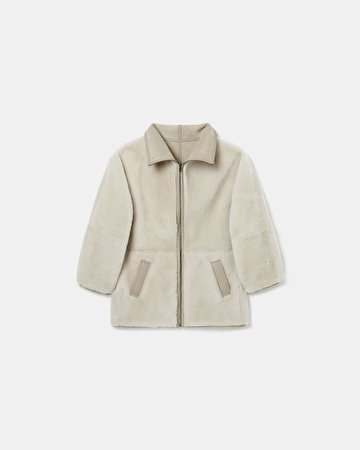 Manteau Maya Manteau en peau lain&eacute;e &eacute;cru ZAPA