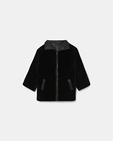 Manteau Maya Manteau en peau lain&eacute;e noir ZAPA