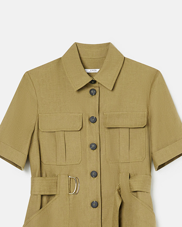 Robe Royette Robe saharienne kaki ZAPA