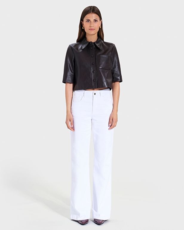 Chemise Celina Chemise courte en cuir chocolat ZAPA