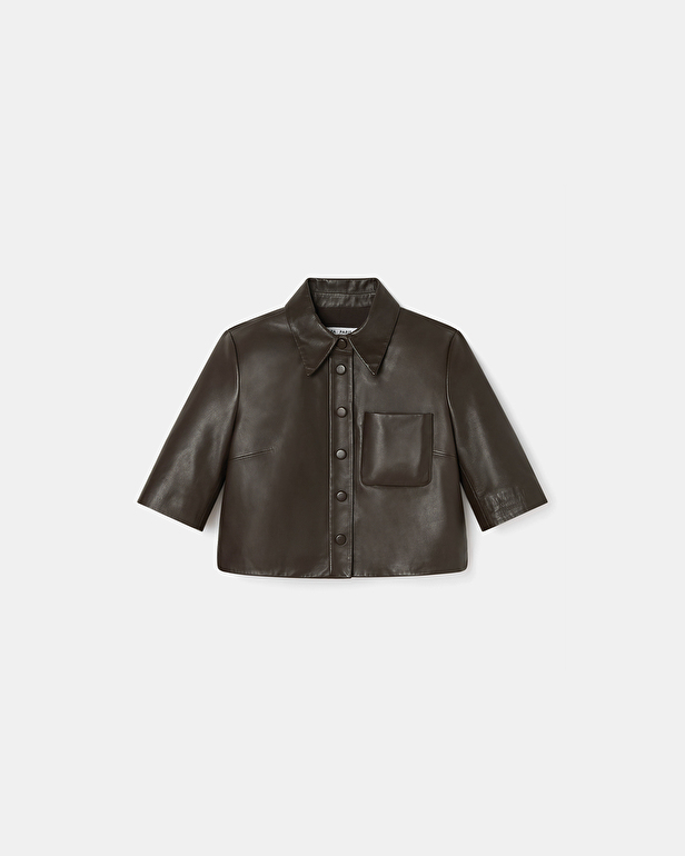 Chemise Celina Chemise courte en cuir chocolat ZAPA