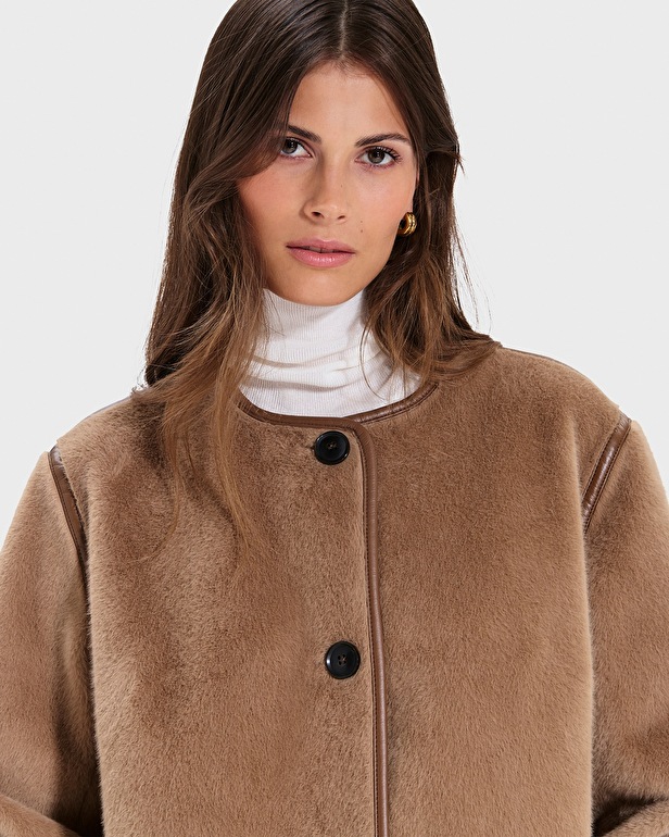Manteau Mahona Manteau long en fausse fourrure camel ZAPA