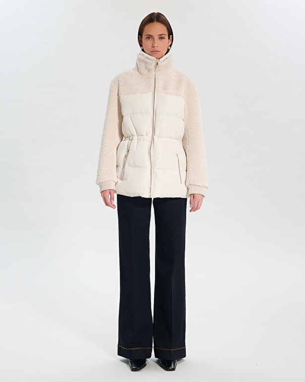 Manteau Melisse Manteau court bi-mati&egrave;re &eacute;cru ZAPA