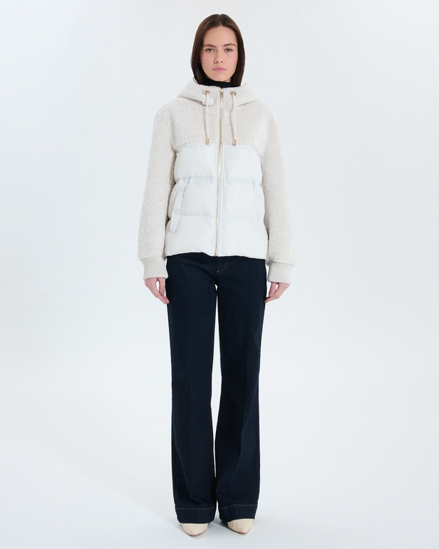 Manteau Mey Manteau court bi-mati&egrave;re &eacute;cru ZAPA