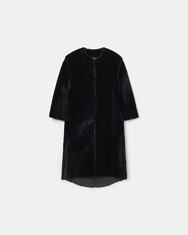 Manteau Malcolm Manteau en peau lain&eacute;e noir ZAPA
