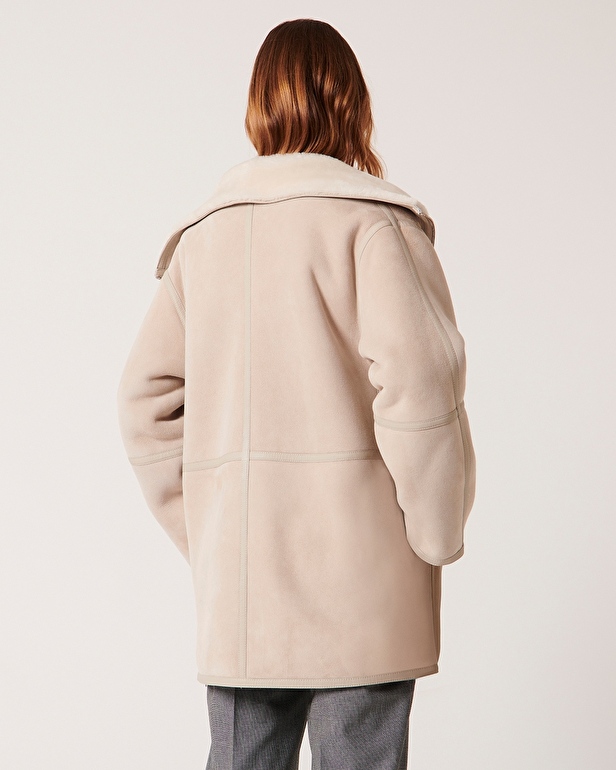 Manteau Maya Manteau en peau lain&eacute;e &eacute;cru ZAPA