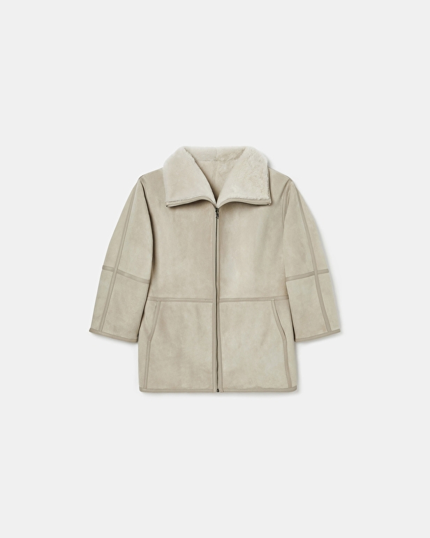 Manteau Maya Manteau en peau lain&eacute;e &eacute;cru ZAPA