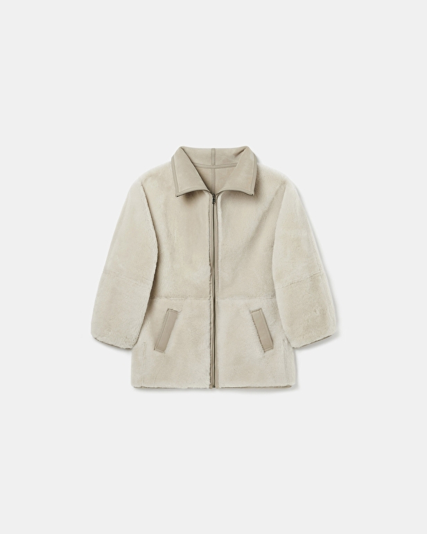 Manteau Maya Manteau en peau lain&eacute;e &eacute;cru ZAPA