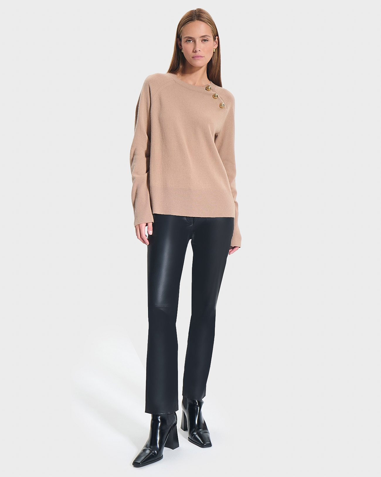 Pantalon Plaisir Pantalon droit en cuir noir ZAPA