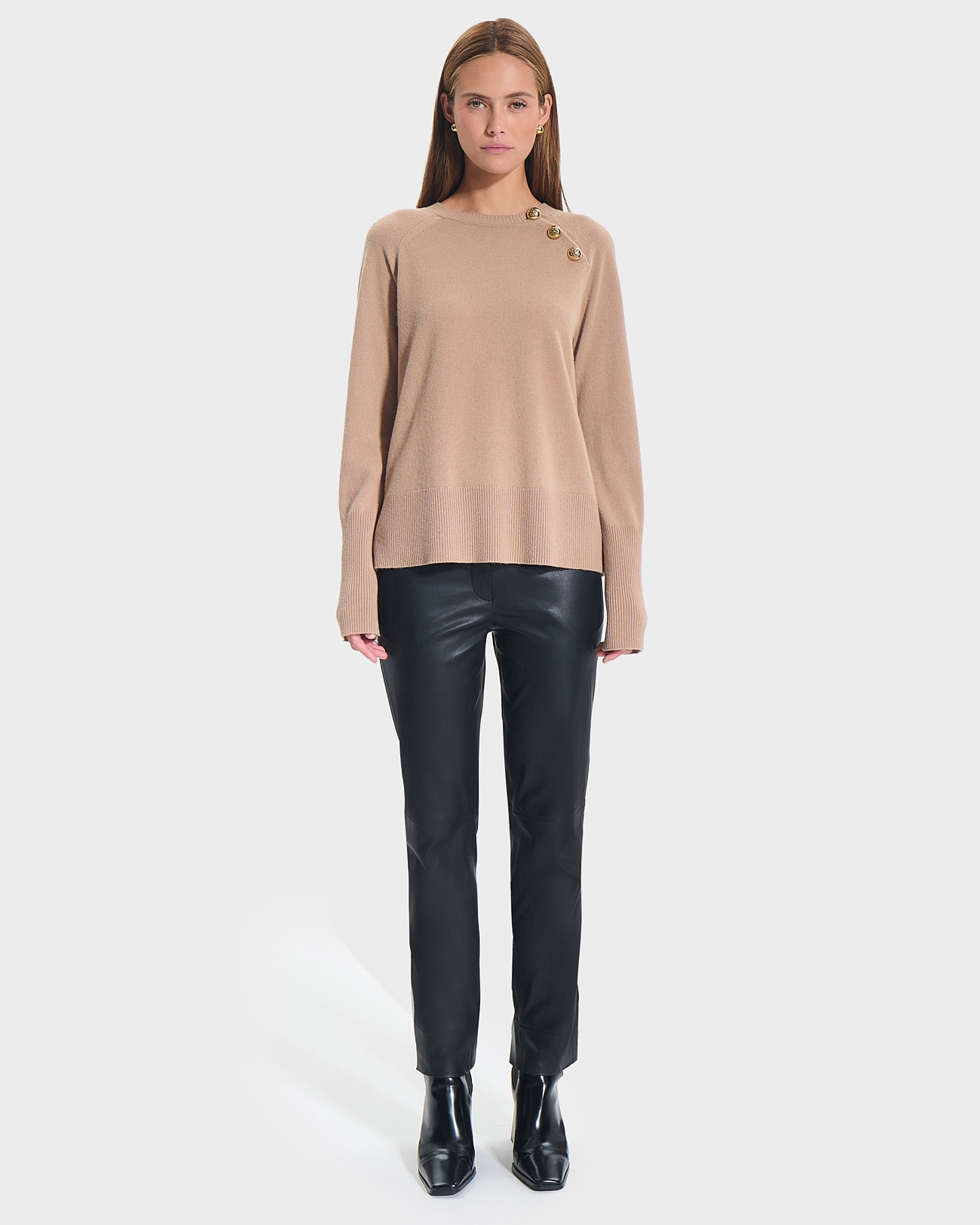 Pantalon Plaisir Pantalon droit en cuir noir ZAPA