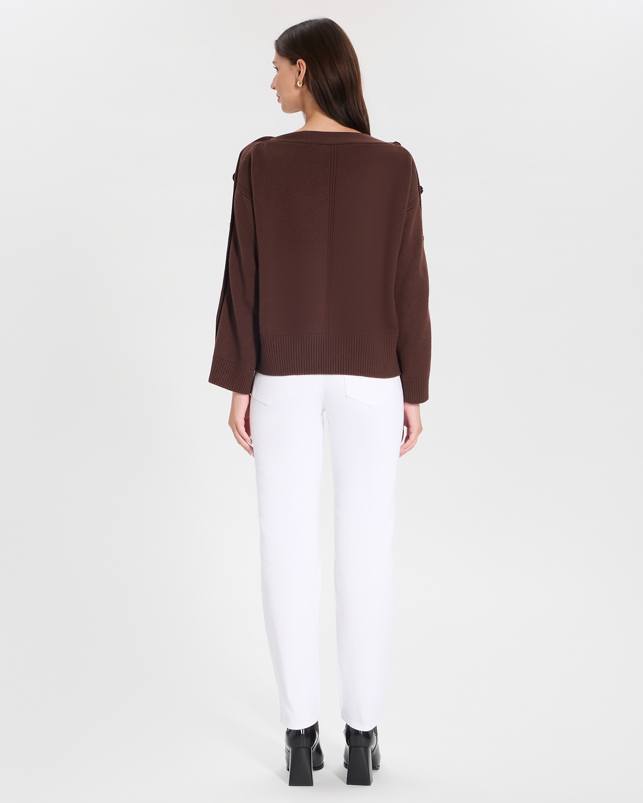 Pull Nili Pull &agrave; encolure bateau chocolat ZAPA
