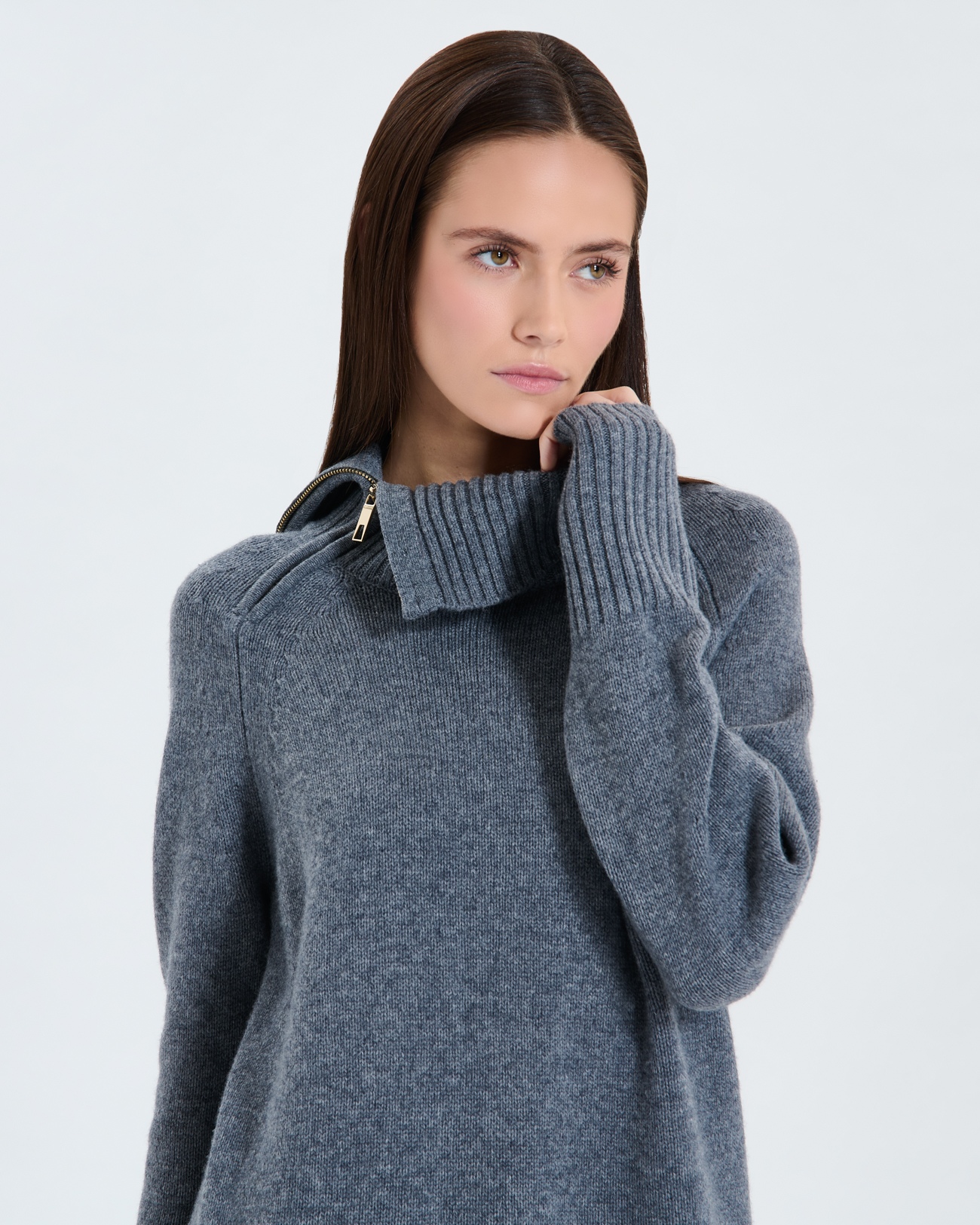 Pull Nuala Pull en laine gris chin&eacute; ZAPA