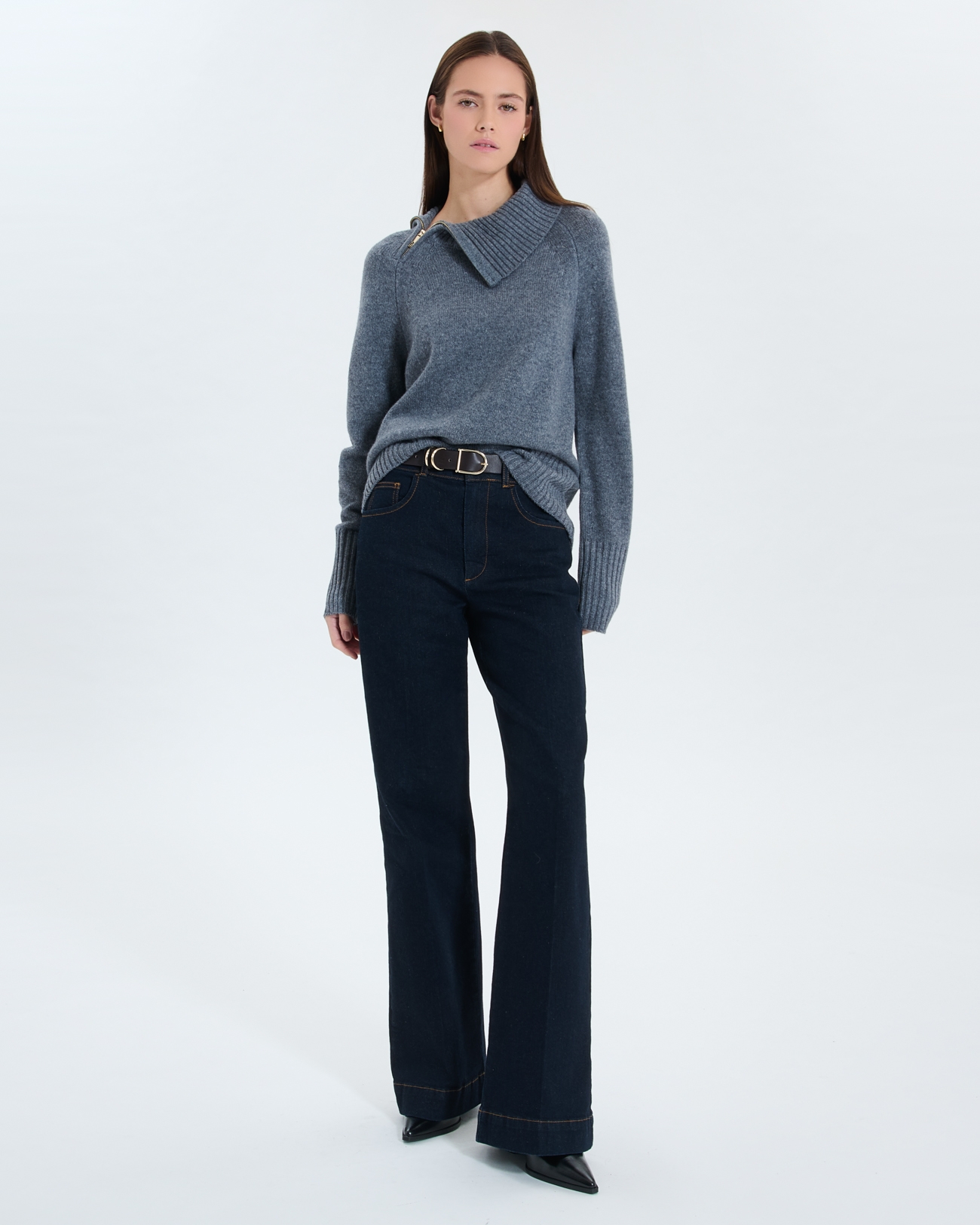 Pull Nuala Pull en laine gris chin&eacute; ZAPA