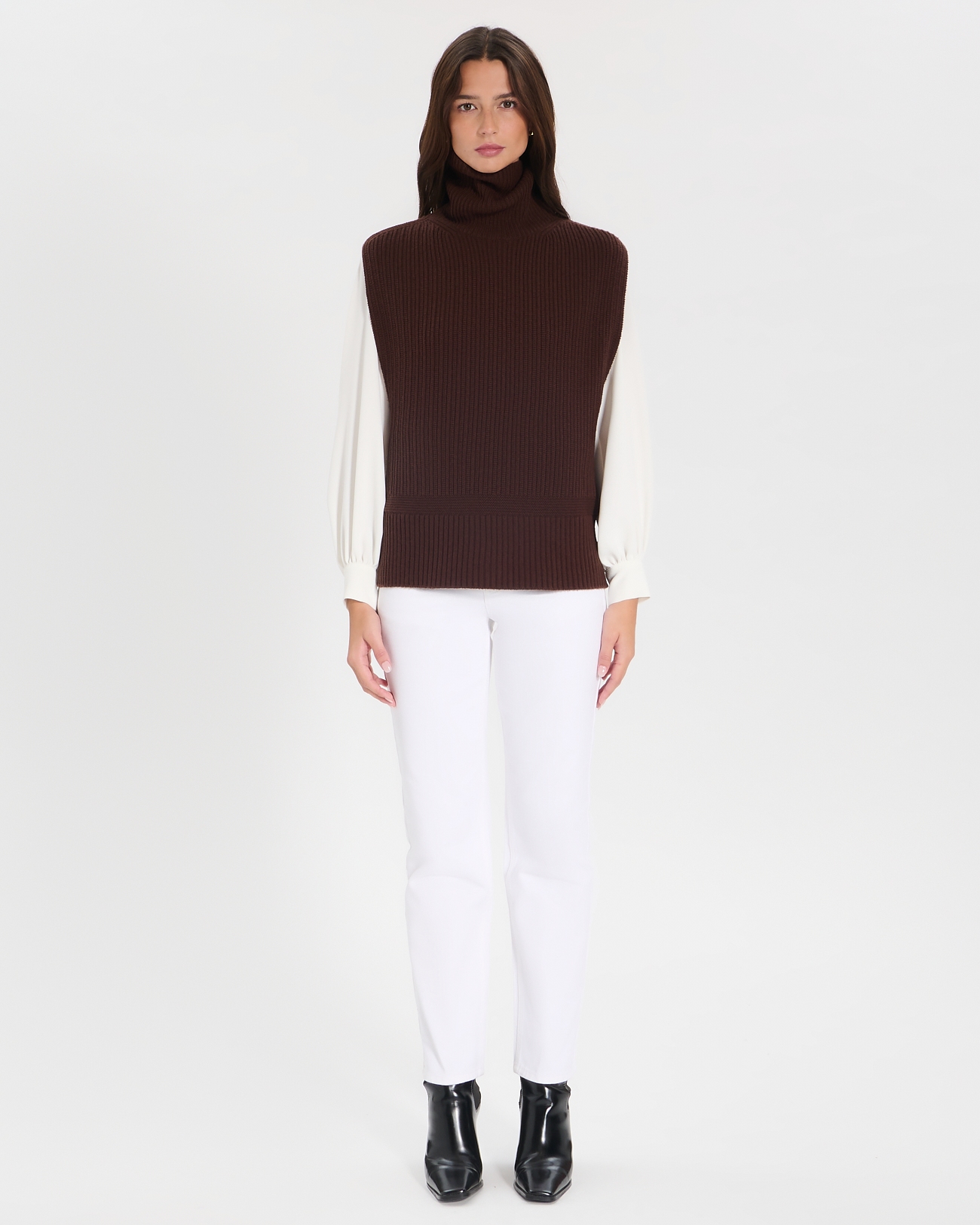 Pull Nina Pull sans manches en laine chocolat ZAPA