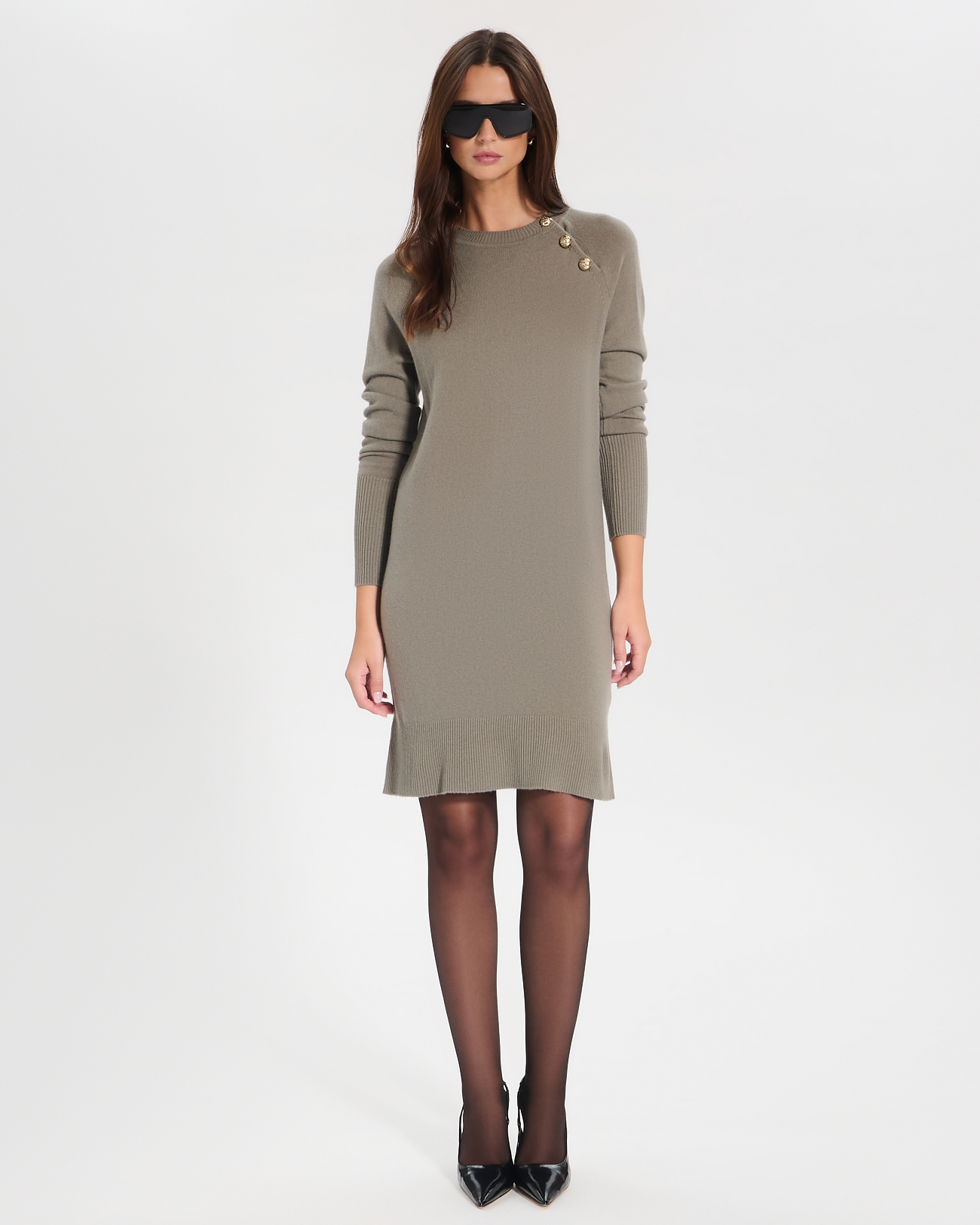 Robe Rosamund Robe maille en laine kaki ZAPA
