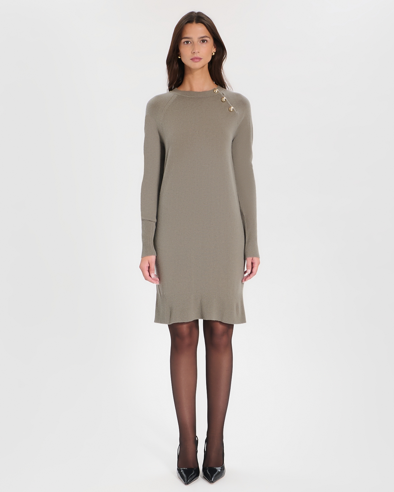 Robe Rosamund Robe maille en laine kaki ZAPA