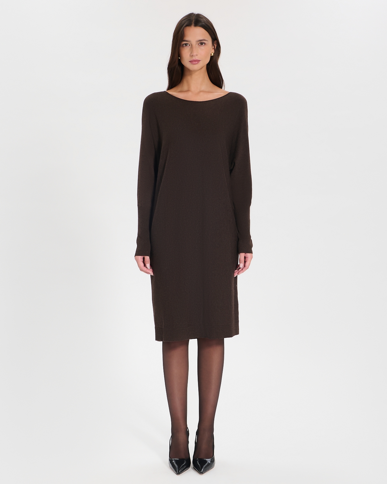 Robe Maille Rendy Robe mi-longue en maille chocolat ZAPA