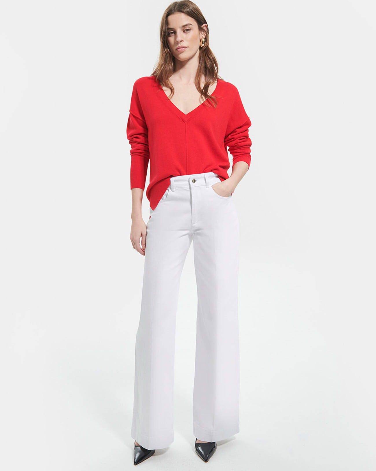 Pull pucci Pull col V rouge ZAPA