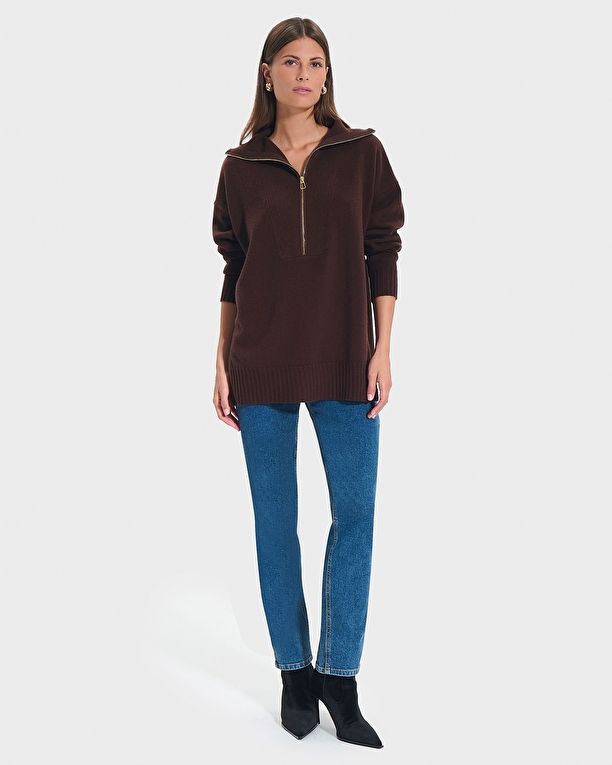 Pull Nabu Pull ample en laine chocolat ZAPA