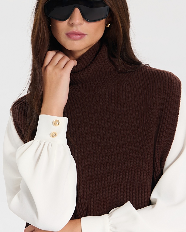 Pull Nina Pull sans manches en laine chocolat ZAPA
