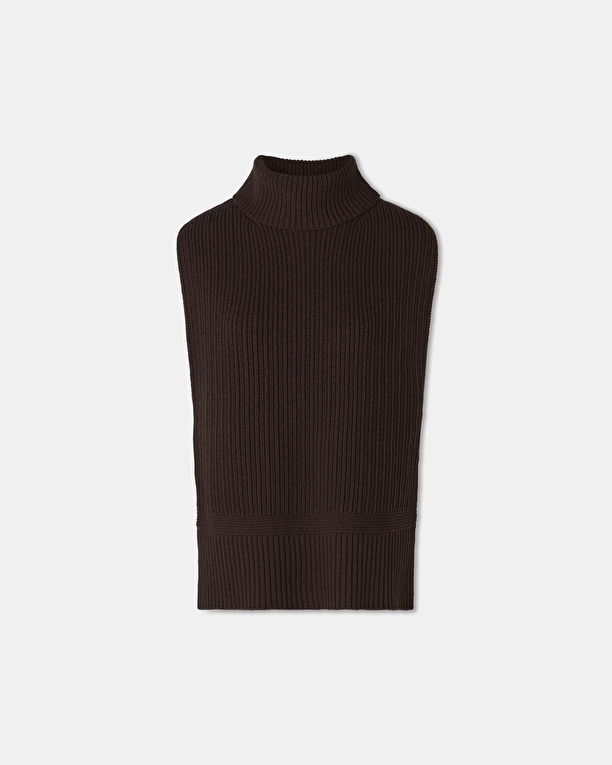 Pull Nina Pull sans manches en laine chocolat ZAPA