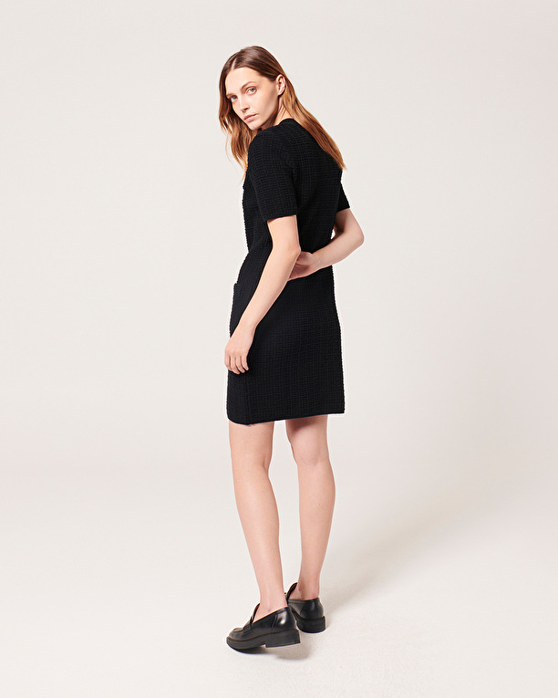 Robe Risma Robe tweed courte noire ZAPA