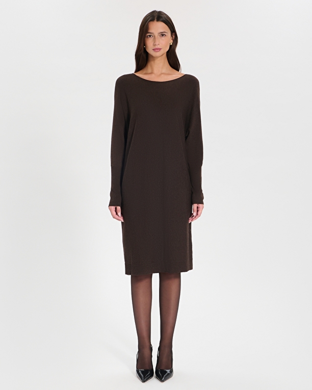 Robe Maille Rendy Robe mi-longue en maille chocolat ZAPA