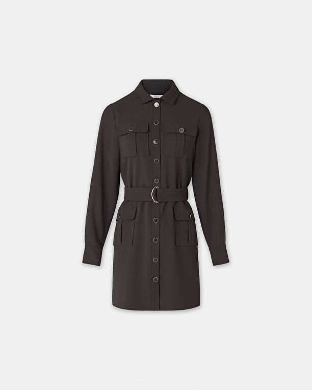 Robe Rever Robe courte boutonnée chocolat ZAPA