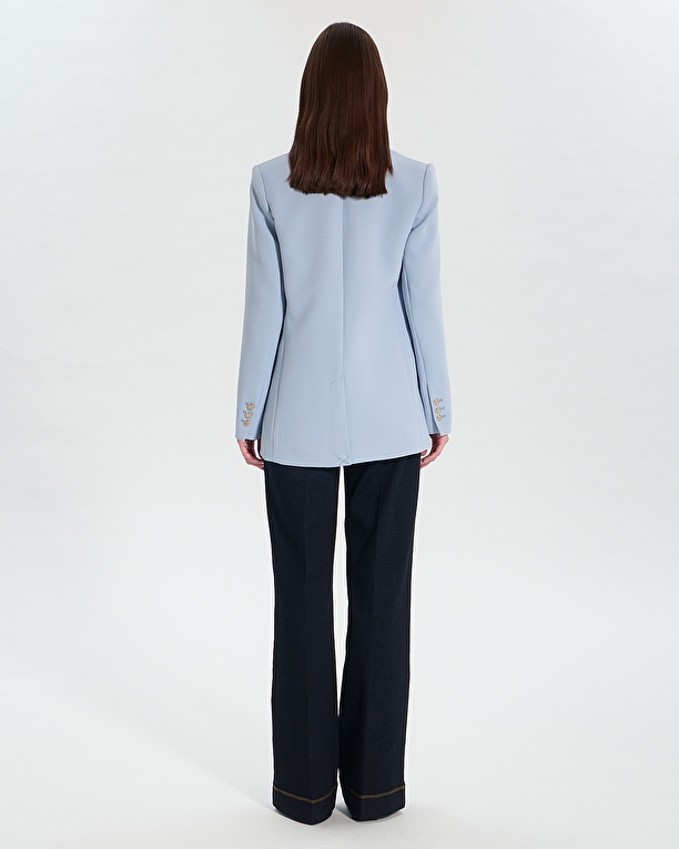Veste Victorina Veste de costume en crêpe bleu ciel ZAPA