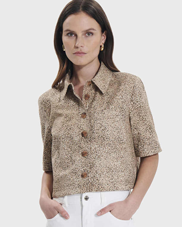 Chemise Celina Chemise courte à imprimé Léopard ZAPA