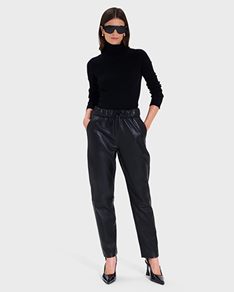 Pantalon phuket pantalon fluide en cuir noir zapa