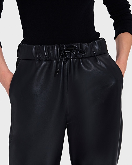 Pantalon phuket pantalon fluide en cuir noir zapa