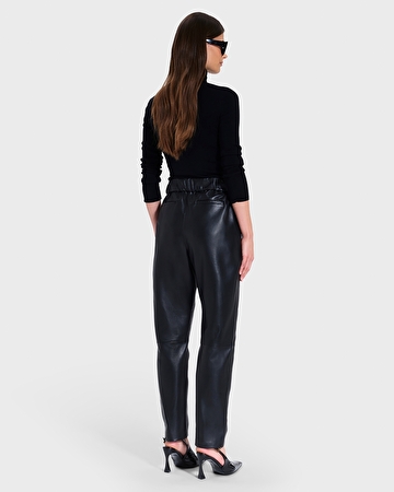 Pantalon Phuket Pantalon fluide en cuir noir ZAPA