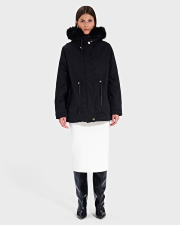 Parka Pekin Parka ajustée noire ZAPA