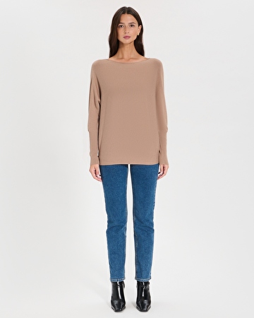 Pull Penseeboat Pull encolure bateau camel ZAPA