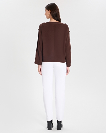 Pull Nili Pull &agrave; encolure bateau chocolat ZAPA
