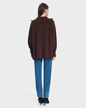Pull Nabu Pull ample en laine chocolat ZAPA