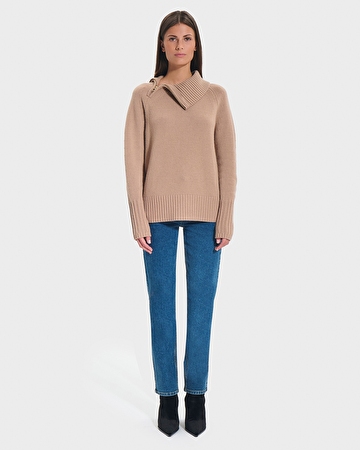 Pull Nuala Pull en laine camel ZAPA