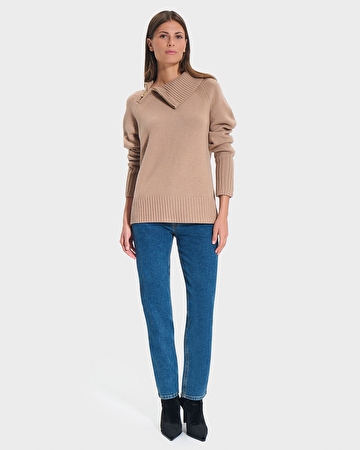 Pull Nuala Pull en laine camel ZAPA