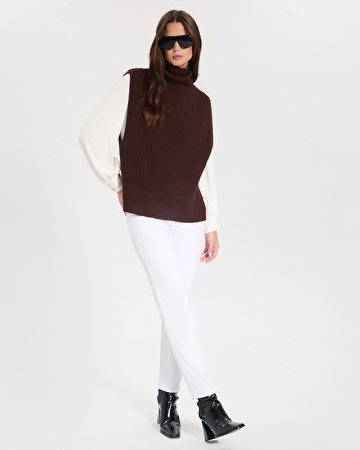 Pull Nina Pull sans manches en laine chocolat ZAPA