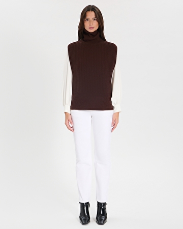 Pull Nina Pull sans manches en laine chocolat ZAPA