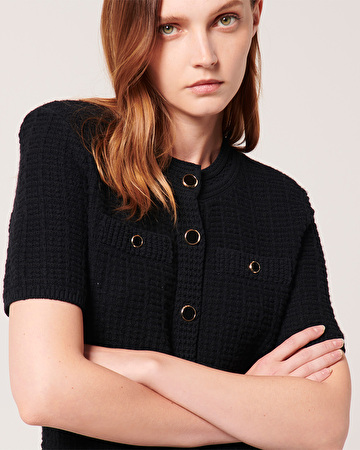 Robe Risma Robe tweed courte noire ZAPA